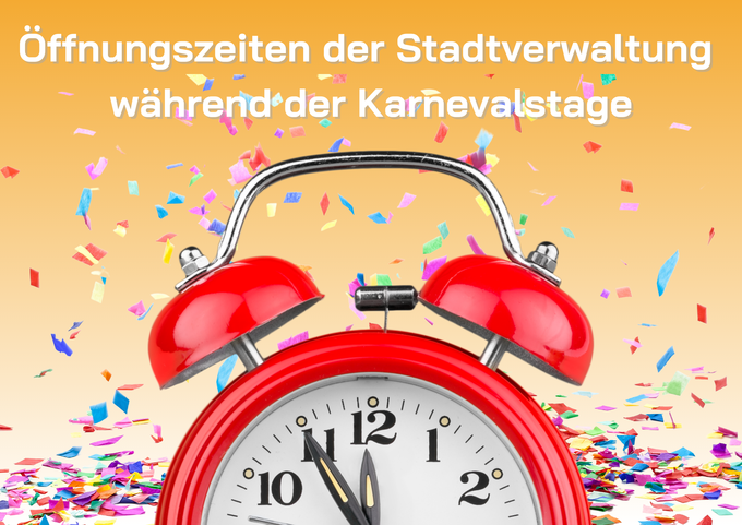 Das Bild zeigt einen roten Wecker und Konfetti